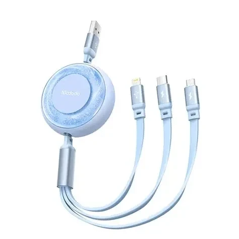 MC Sparkling 3 in 1 Retractable Charging Cable 1.2m Blue