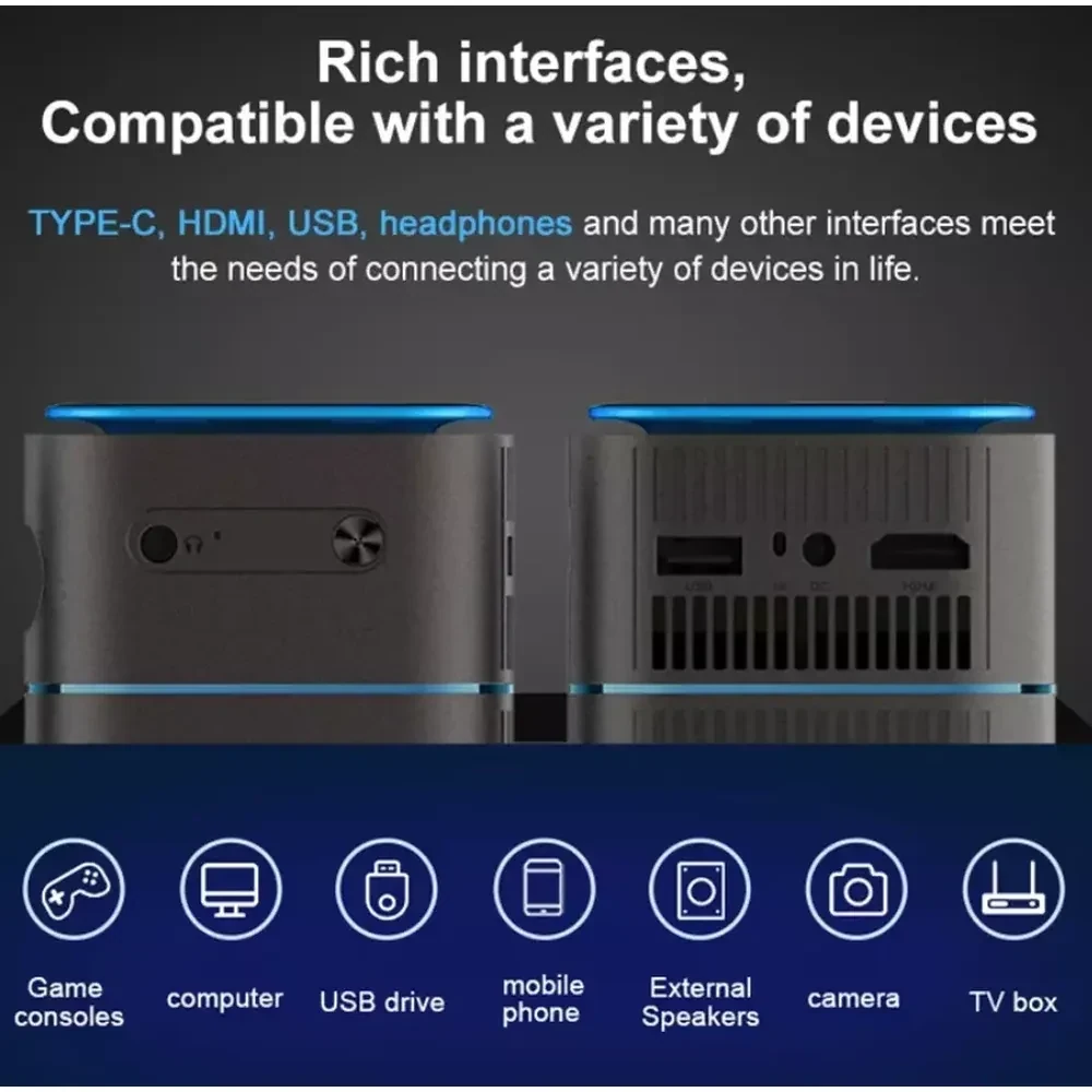 Mini Projector B042Q 1080P Wi‑Fi Bluetooth Portable Home Theater Projector