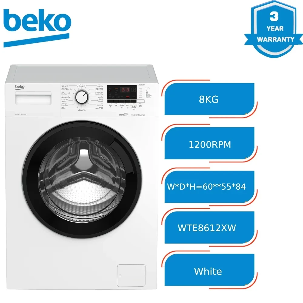 Washing Machine Beko BLDC Motor Front Load 8kg WTE8612XW