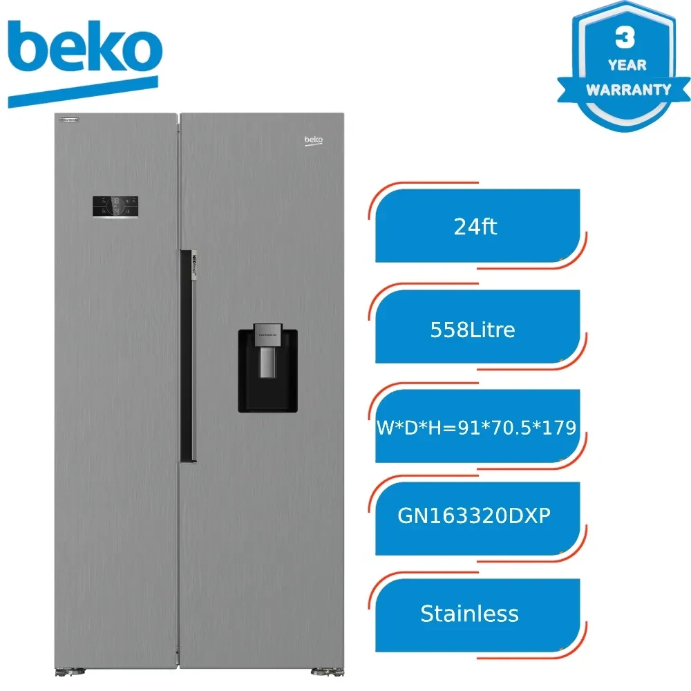 Refrigerator Beko Side by Side Quick Freeze GN163320DXP Stainless Steel