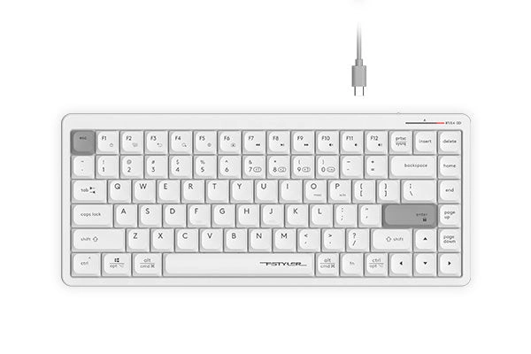Wireless Keyboard A4Tech FBX53C Dual‑Mode (Bluetooth + 2.4 GHz) USB‑C Recharge White